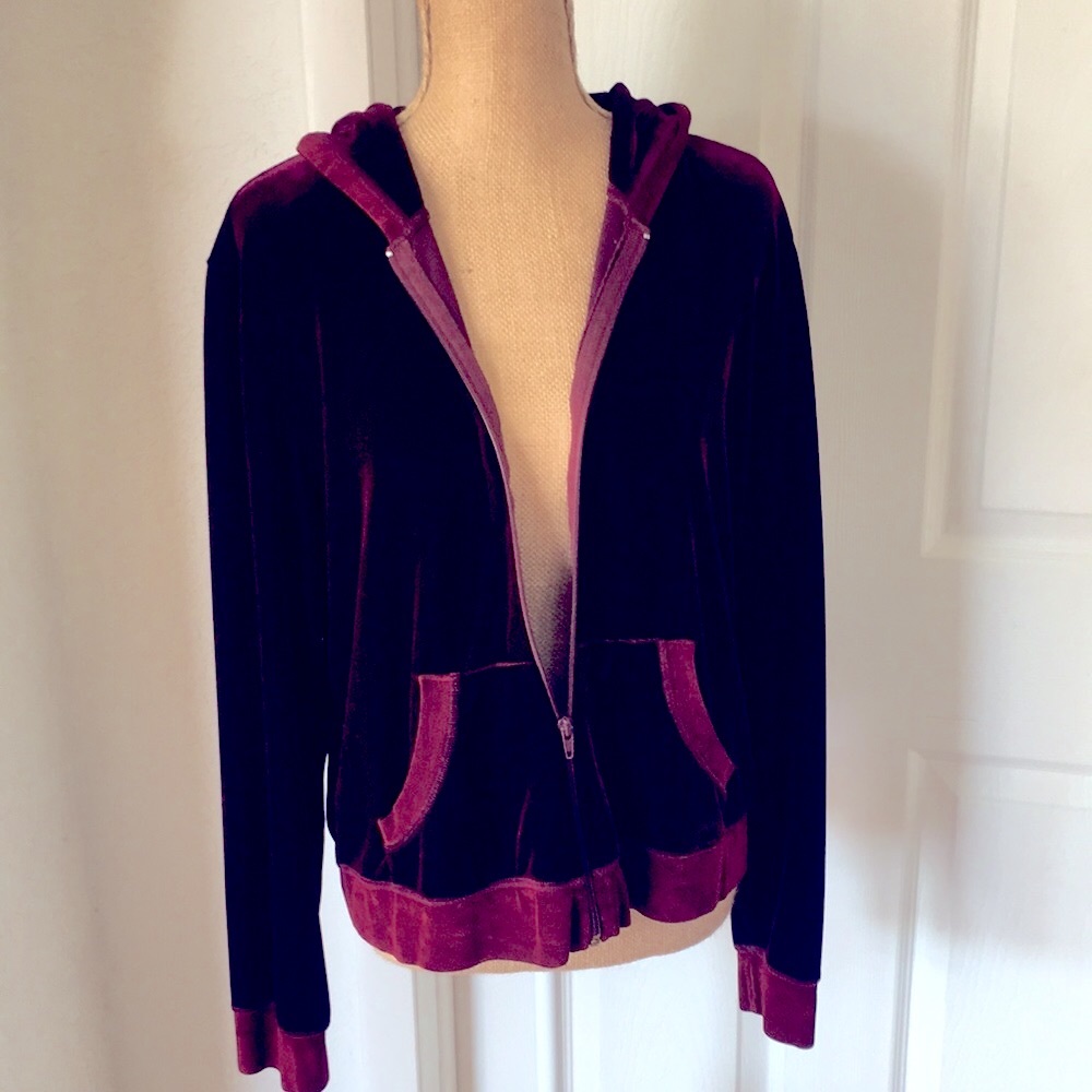 Hooded Washable velvet Maroon JACKET